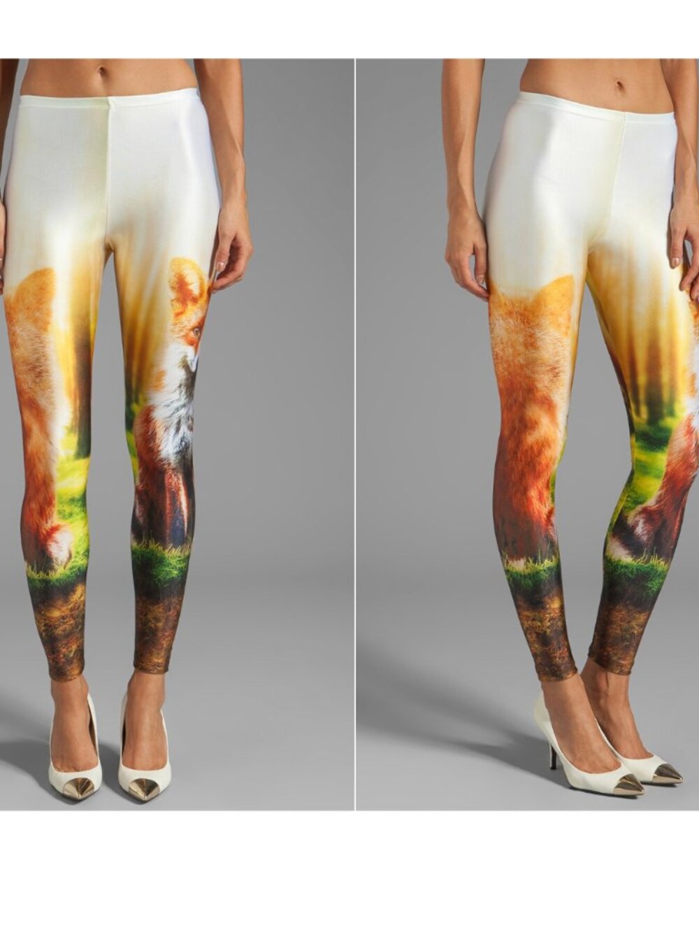 NEW WOLF We Are Handsome Australia Leggings Gold Boho Shiny Animal RARE S